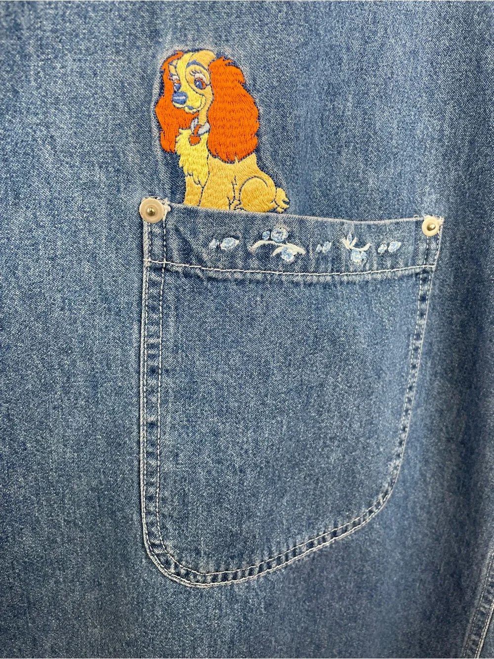 Disney Denim Pinafore Jumper Dress with Lady and Tramp Pockets - Blue - Picture 7 of 12